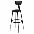 Interion By Global Industrial Interion Steel Shop Stool w/Backrest & Padded Seat, Adjustable Height 25in-33in, Black, 2PK B2217146